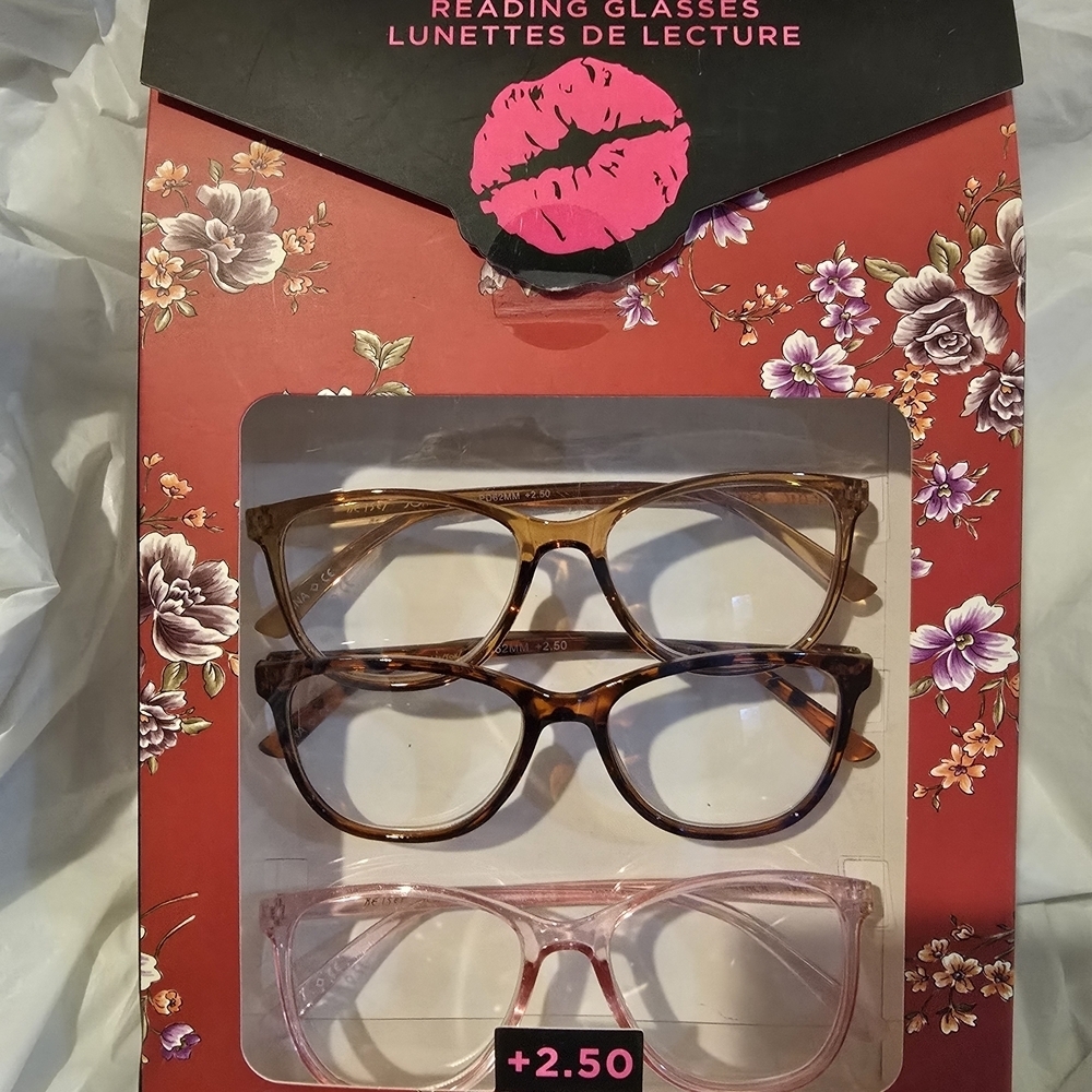 Betsey Johnson Pink and Brown Floral Reading Glasses